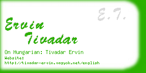 ervin tivadar business card